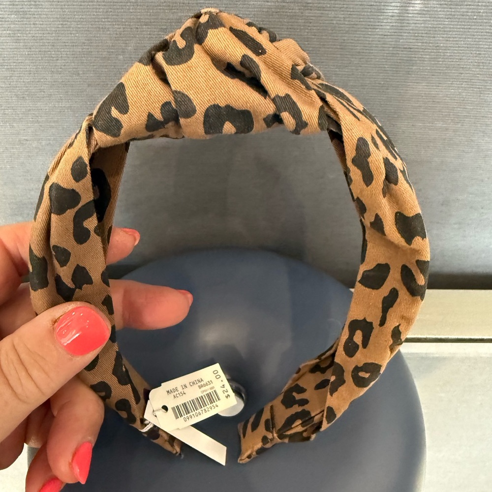 Madewell Brown and Black Animal Print Knotted Covered  Hair Headband
